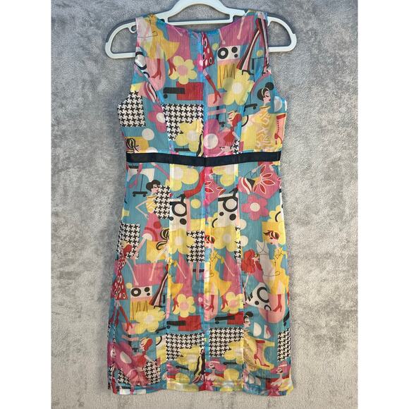 Y2K Bentley A Babydoll Dress Size 0 Chiffon Retro Graphic Ladies Twee Academia - Picture 4 of 8